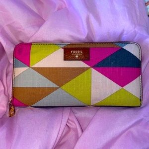 Fossil Sydney Zip Wallet Multicolored Geometric Women’s Clutch